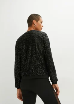bonprix bonprix Cazadora de lentejuelas, Negro Discount