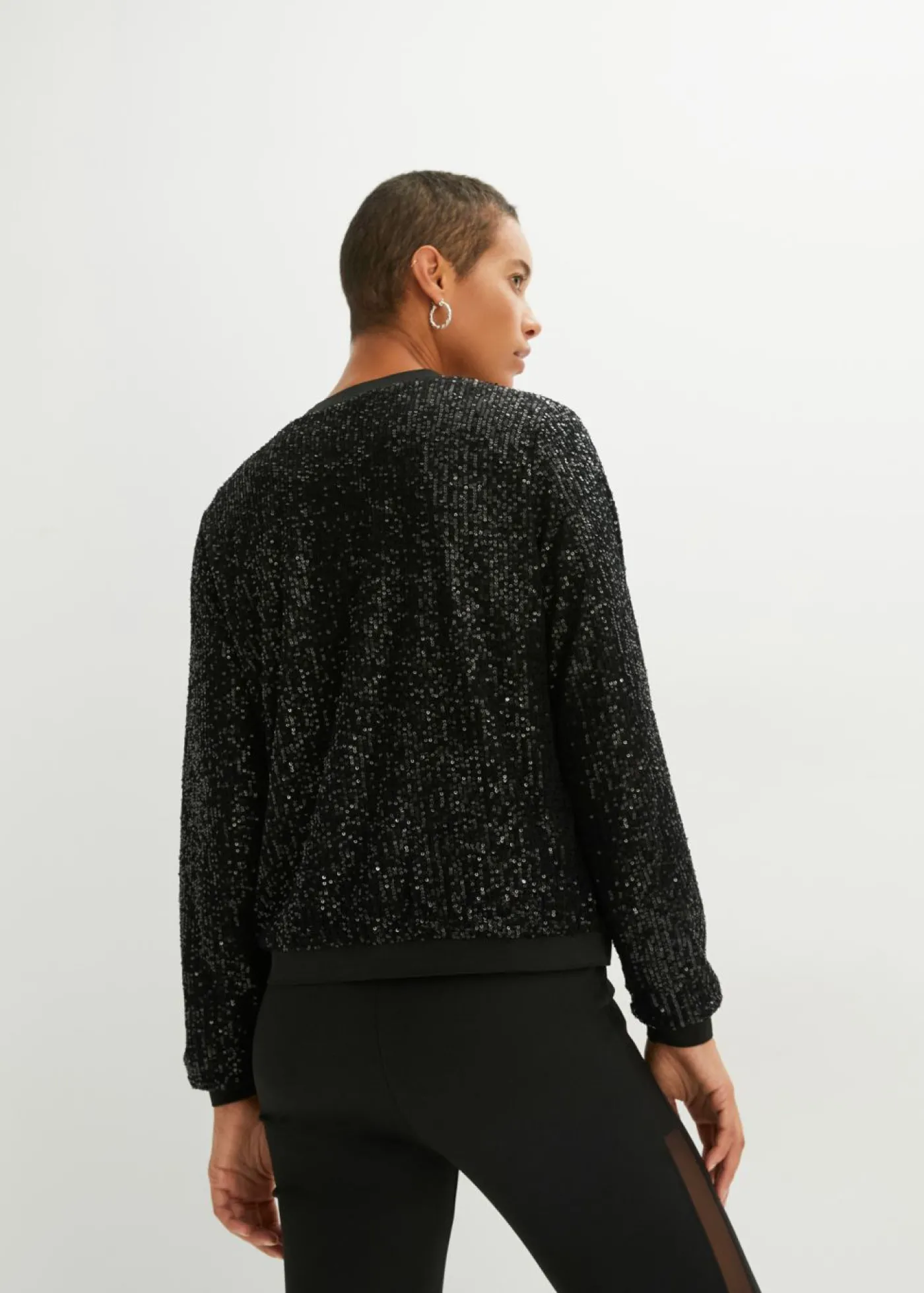 bonprix bonprix Cazadora de lentejuelas, Negro Discount