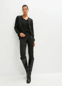 bonprix bonprix Cazadora de lentejuelas, Negro Discount