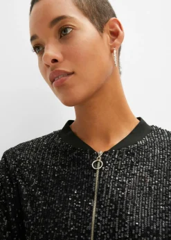 bonprix bonprix Cazadora de lentejuelas, Negro Discount