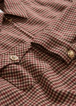 bonprix bonprix Cazadora de mezcla de lana suave Camel mate/azul marino de cuadros Outlet