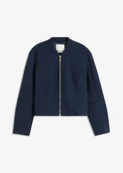 bonprix bonprix Cazadora de mezcla de viscosa suave Azul marino Sale
