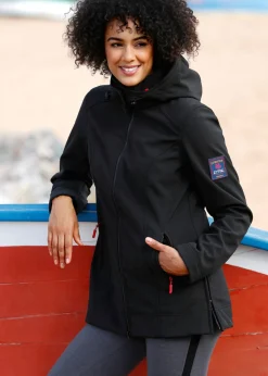 bonprix bonprix Cazadora de tejido suave impermeable Negro