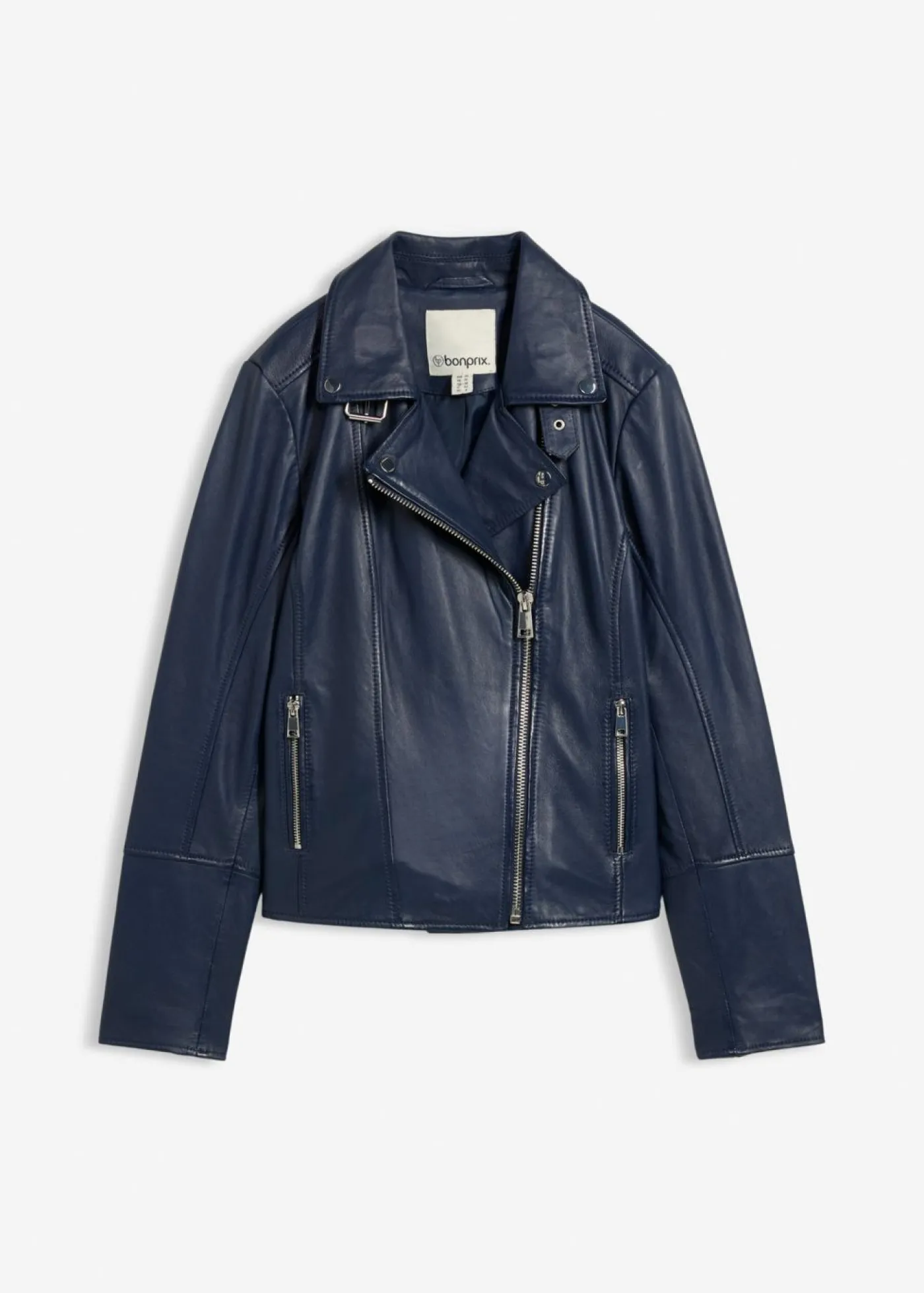 bonprix bonprix Cazadora motera de napa Azul marino Clearance