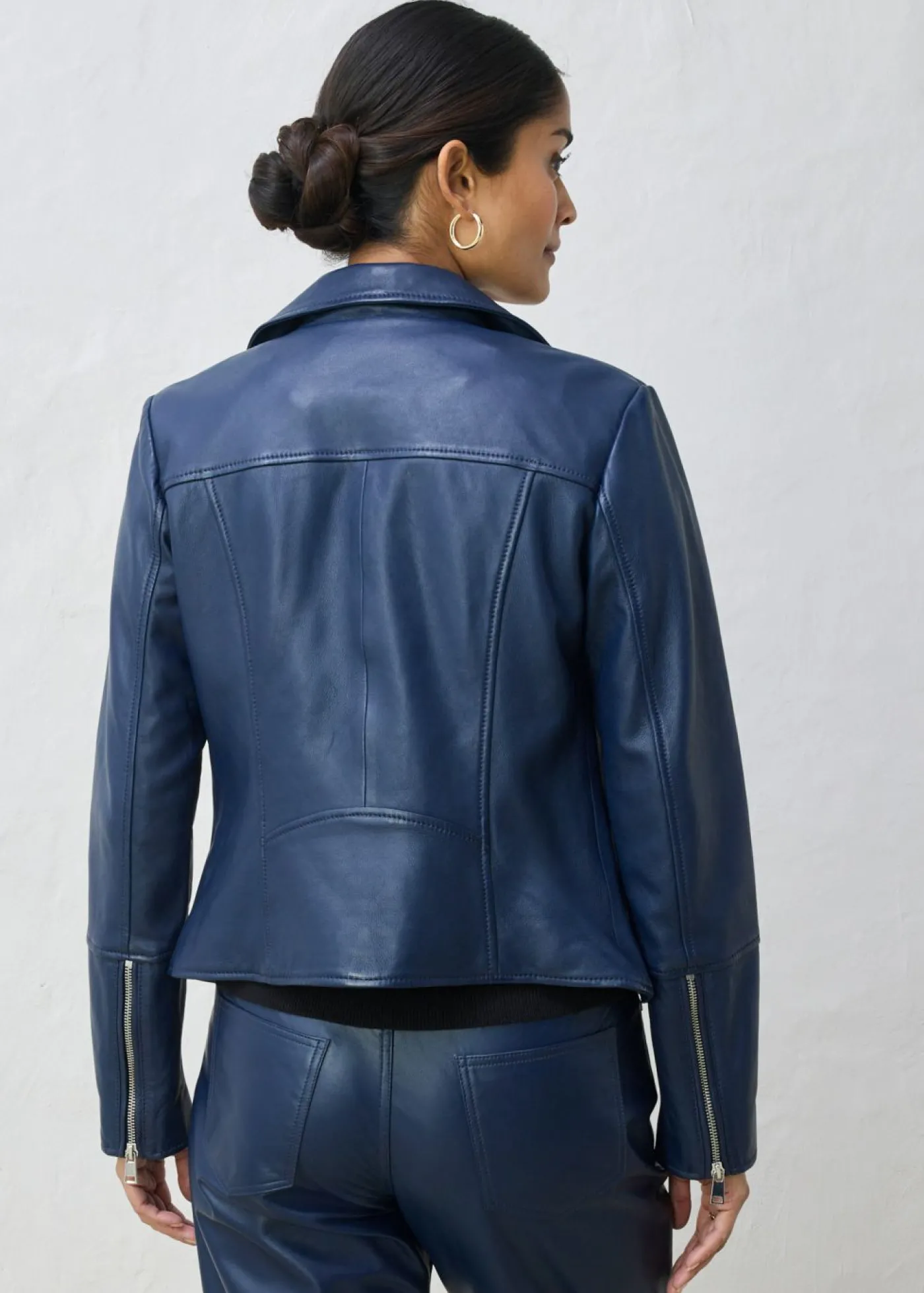 bonprix bonprix Cazadora motera de napa Azul marino Clearance