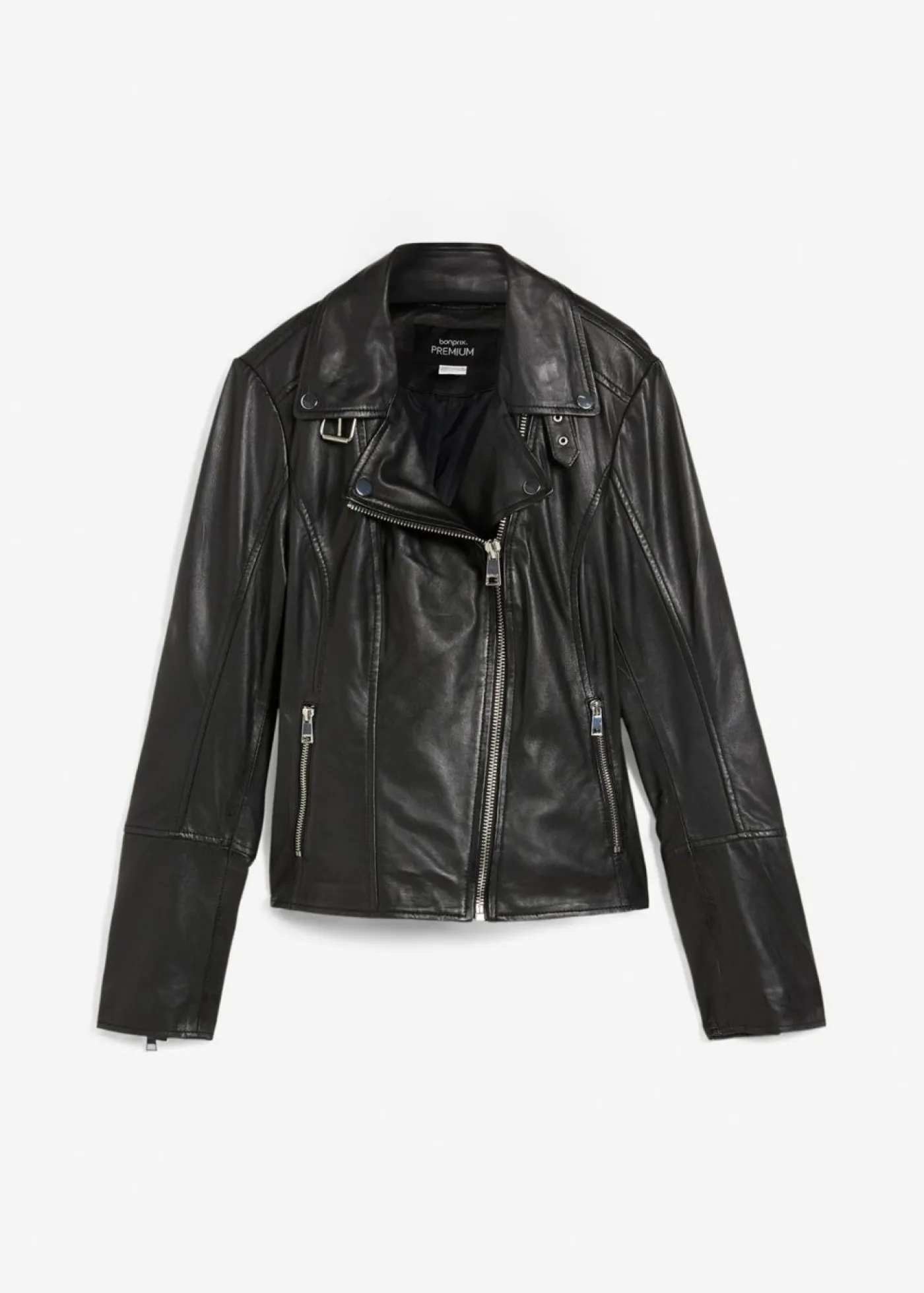 bonprix bonprix Cazadora motera de napa Negro