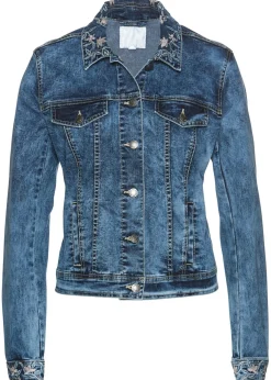bonprix bonprix Cazadora vaquera con bordado Azul piedra New
