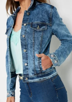 bonprix bonprix Cazadora vaquera con bordado Azul piedra New