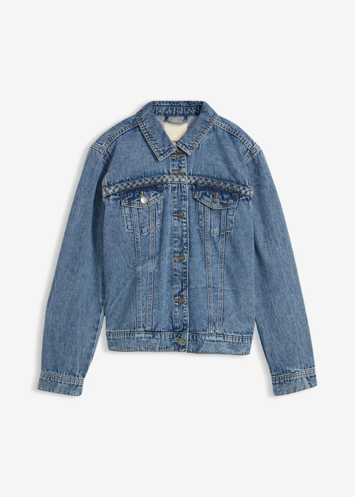 bonprix bonprix Cazadora vaquera con detalle trenzado azul claro denim usado