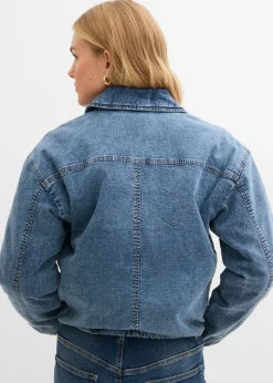 bonprix bonprix Cazadora vaquera con forro cálido, cropped Denim medio desgastado Hot