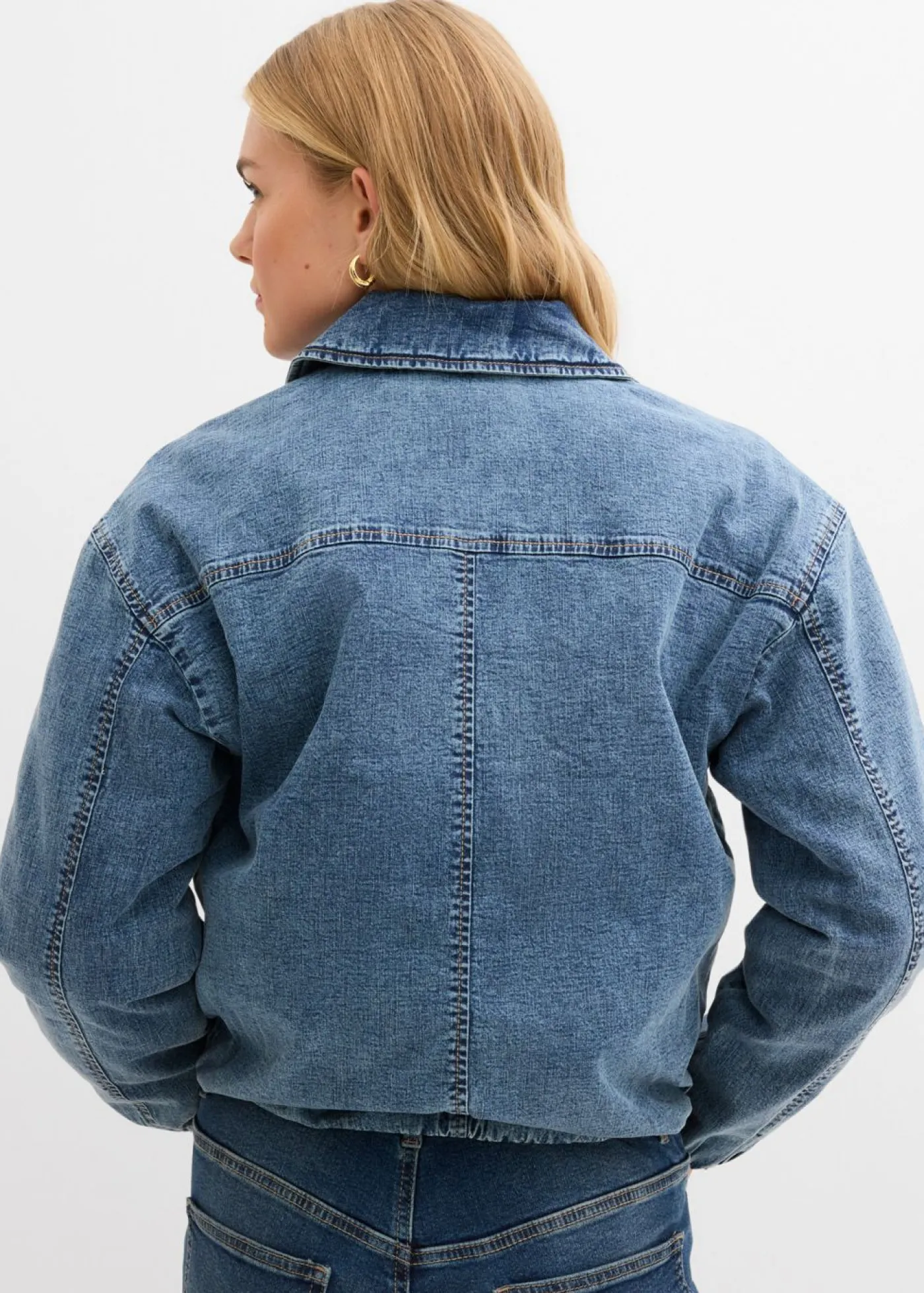 bonprix bonprix Cazadora vaquera con forro cálido, cropped Denim medio desgastado Hot