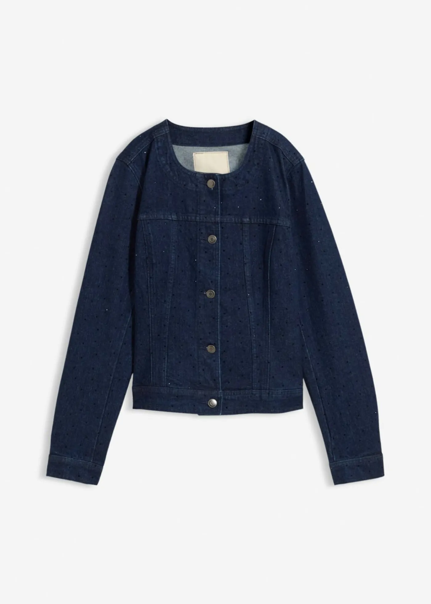 bonprix bonprix Cazadora vaquera con piedras brillantes Azul oscuro denim Best