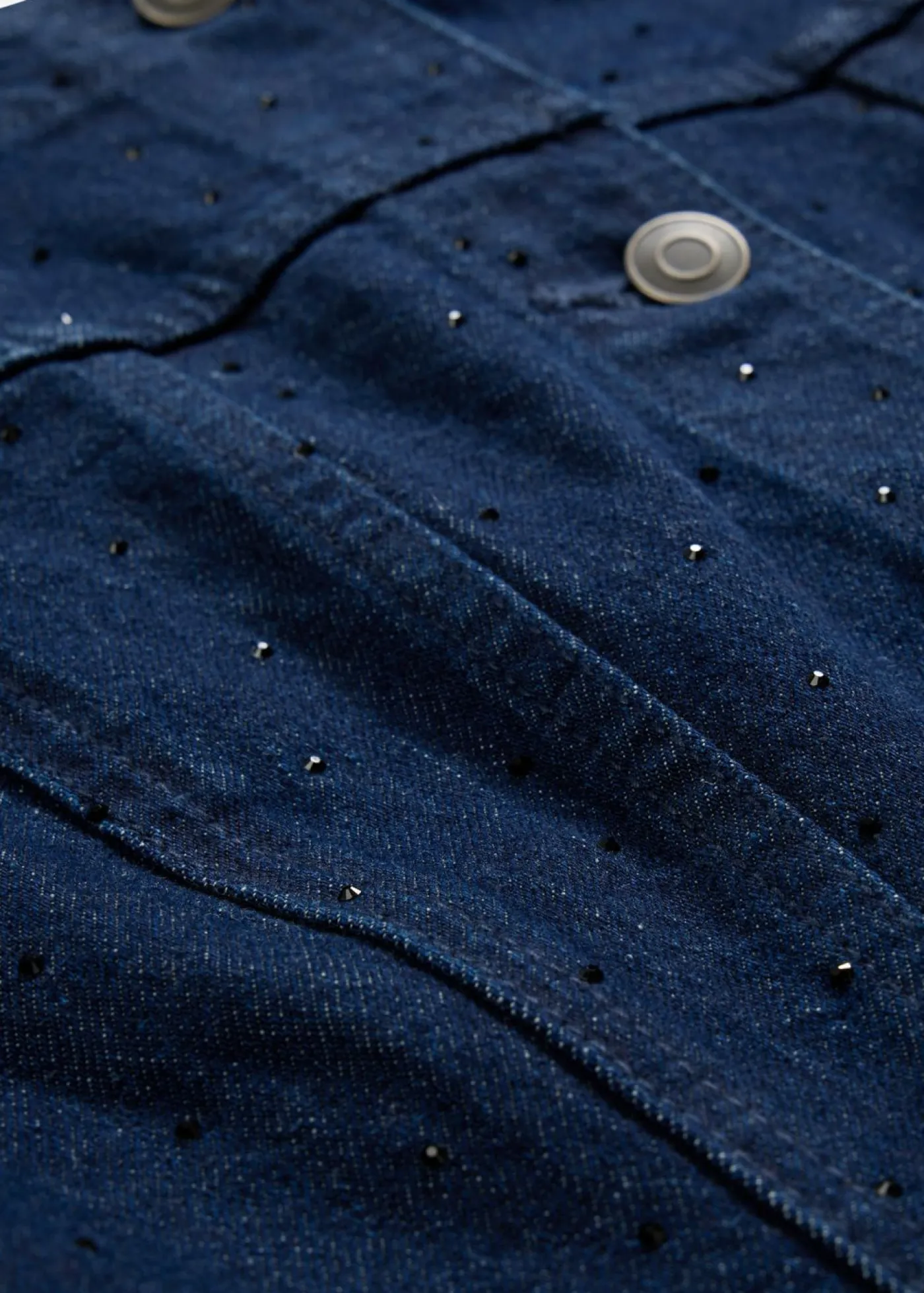 bonprix bonprix Cazadora vaquera con piedras brillantes Azul oscuro denim Best