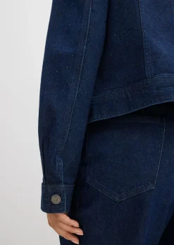 bonprix bonprix Cazadora vaquera con piedras brillantes Azul oscuro denim Best