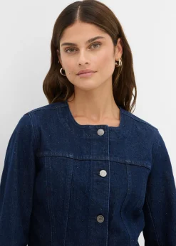 bonprix bonprix Cazadora vaquera con piedras brillantes Azul oscuro denim Best