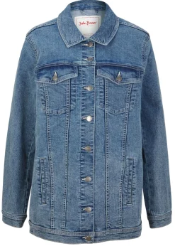 bonprix bonprix Cazadora vaquera elástica con corte boyfriend Denim desgastado Sale
