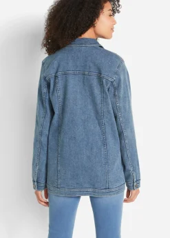 bonprix bonprix Cazadora vaquera elástica con corte boyfriend Denim desgastado Sale