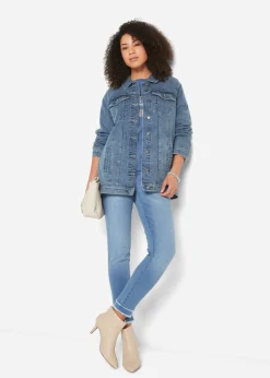 bonprix bonprix Cazadora vaquera elástica con corte boyfriend Denim desgastado Sale