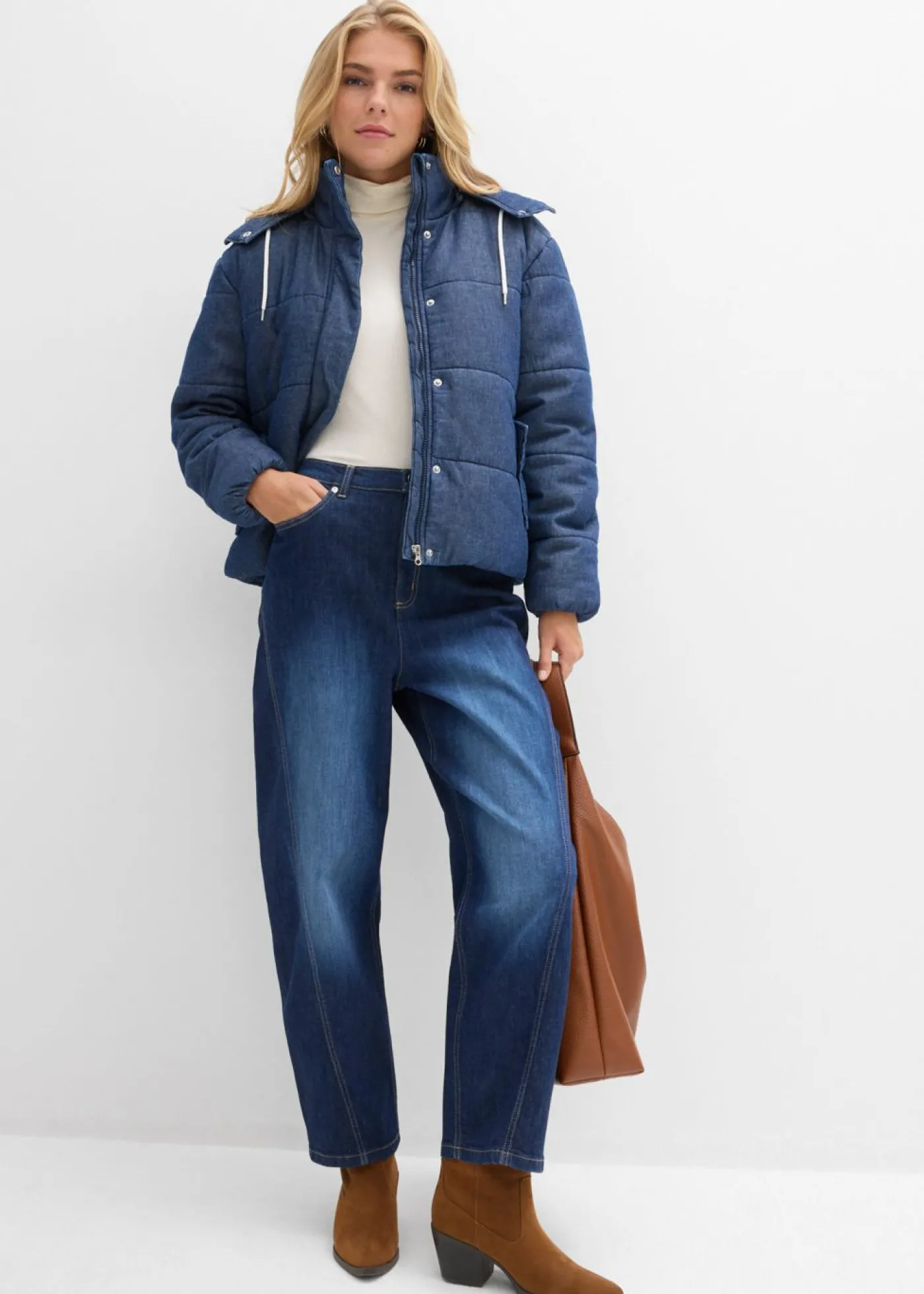 bonprix bonprix Cazadora vaquera guateada Azul oscuro denim Discount