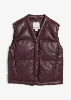 bonprix bonprix Chaleco acolchado de napa de cordero rojo burdeos Best
