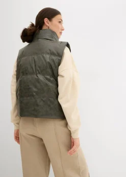 bonprix bonprix Chaleco acolchado de piel sintética Gris