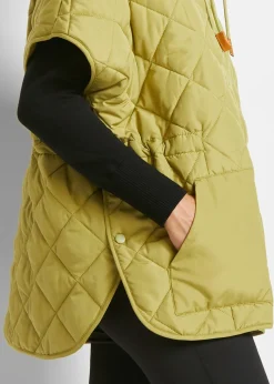 bonprix bonprix Chaleco acolchado y funcional, oversize, impermeable Verde oliva-dorado