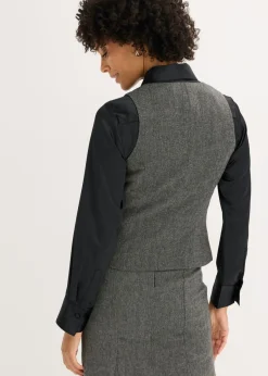 bonprix bonprix Chaleco con aspecto tweed Negro-blanco lana moteado Discount