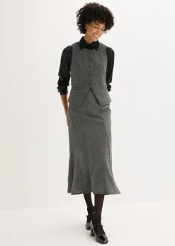 bonprix bonprix Chaleco con aspecto tweed Negro-blanco lana moteado Discount