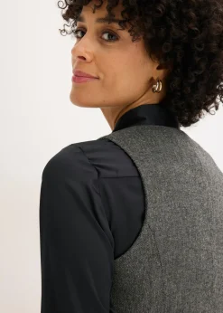 bonprix bonprix Chaleco con aspecto tweed Negro-blanco lana moteado Discount