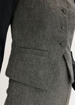 bonprix bonprix Chaleco con aspecto tweed Negro-blanco lana moteado Discount