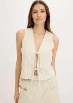 bonprix bonprix Chaleco con lazos Crudo Online