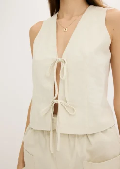 bonprix bonprix Chaleco con lazos Crudo Online