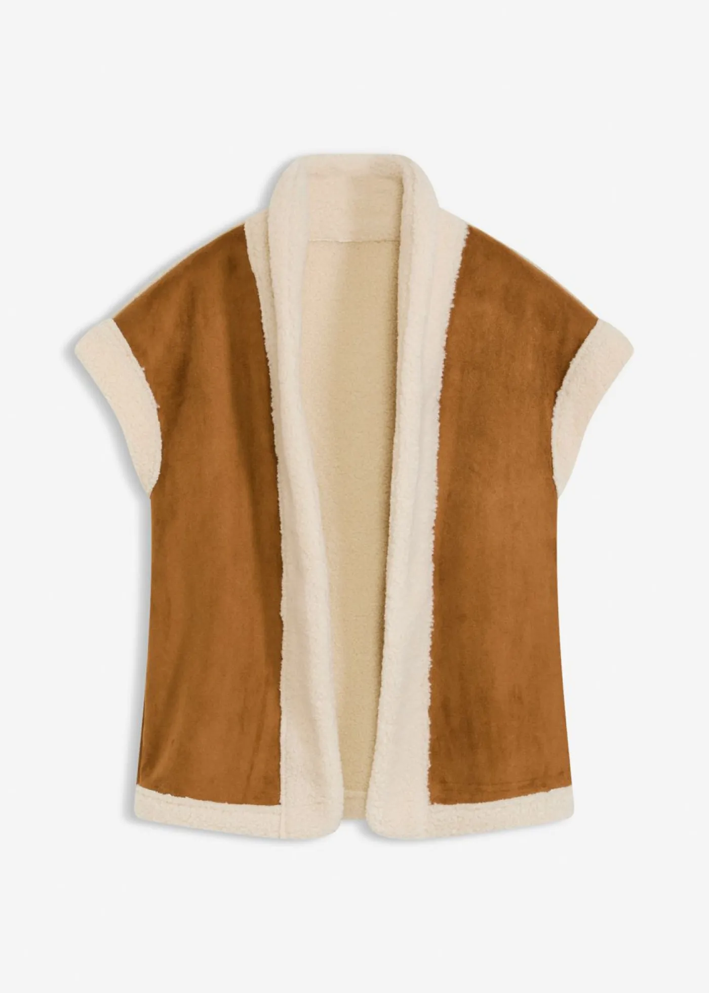 bonprix bonprix Chaleco de borrego sintético marrón coñac-beige natural Outlet