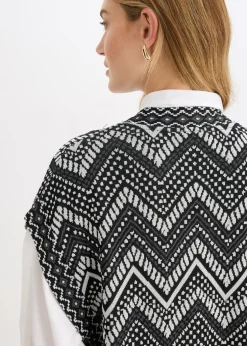 bonprix bonprix Chaleco de punto Negro-blanco Discount