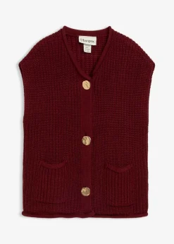bonprix bonprix Chaleco de punto con bolsillos Rojo rubí Outlet