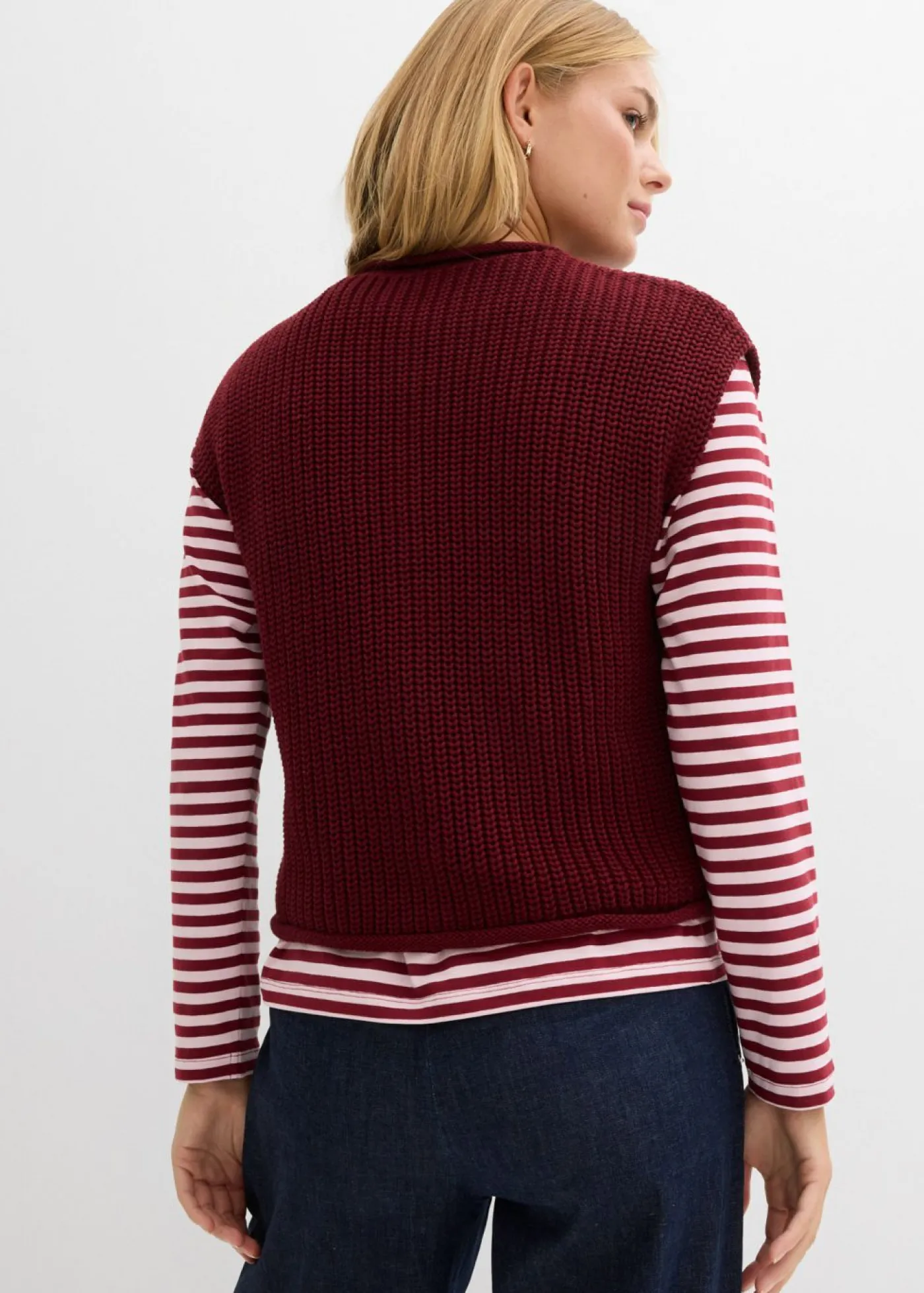 bonprix bonprix Chaleco de punto con bolsillos Rojo rubí Outlet