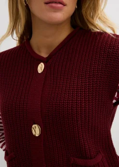 bonprix bonprix Chaleco de punto con bolsillos Rojo rubí Outlet