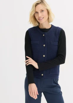 bonprix bonprix Chaleco de punto con contenido de viscosa Azul marino Clearance