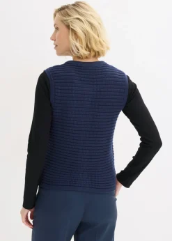 bonprix bonprix Chaleco de punto con contenido de viscosa Azul marino Clearance