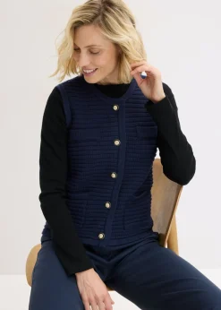 bonprix bonprix Chaleco de punto con contenido de viscosa Azul marino Clearance