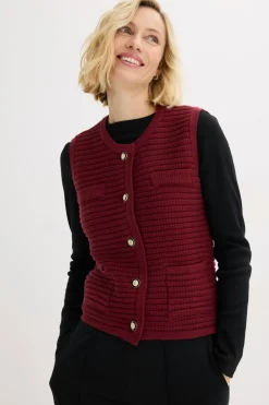 bonprix bonprix Chaleco de punto con contenido de viscosa Rojo rubí New
