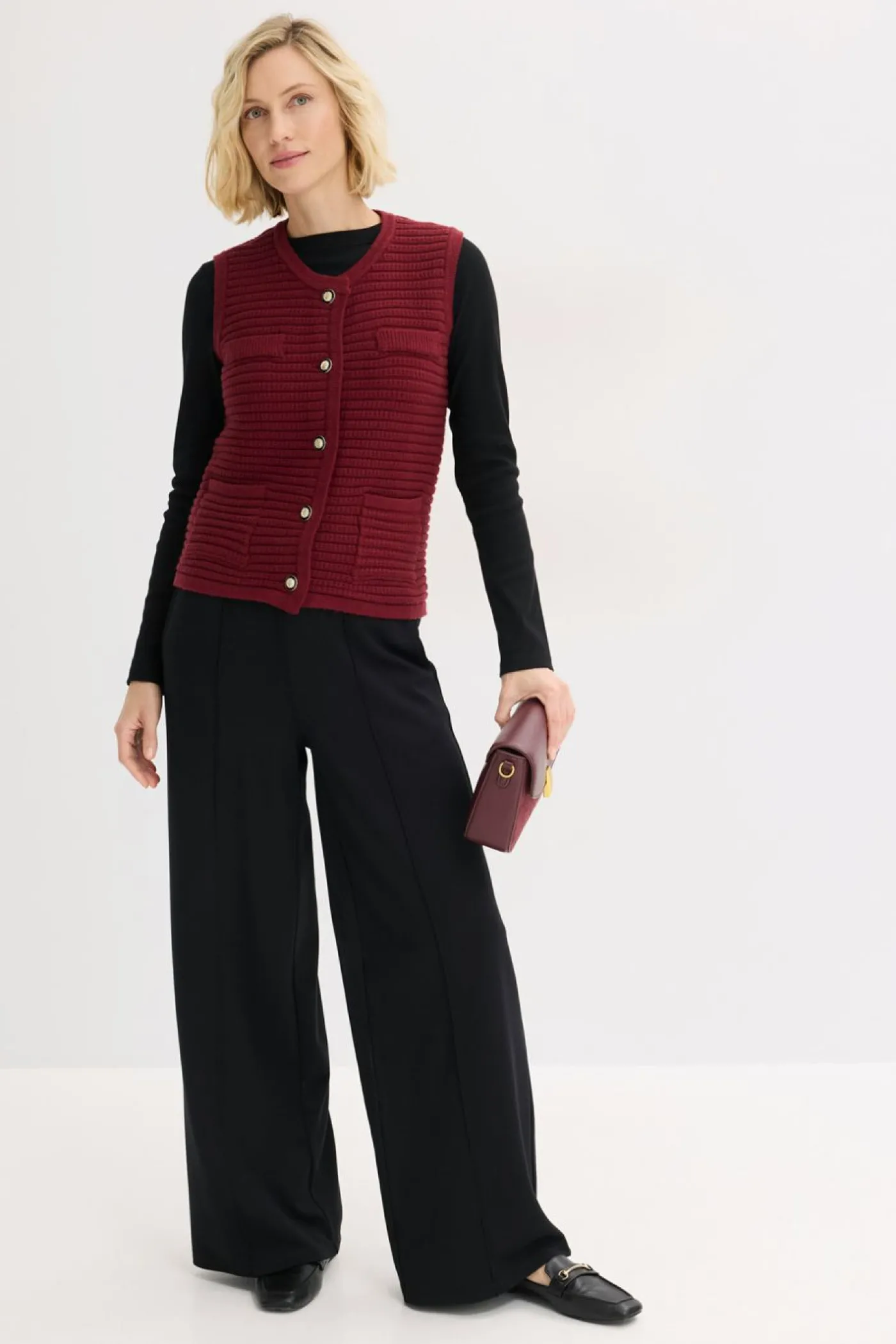 bonprix bonprix Chaleco de punto con contenido de viscosa Rojo rubí New