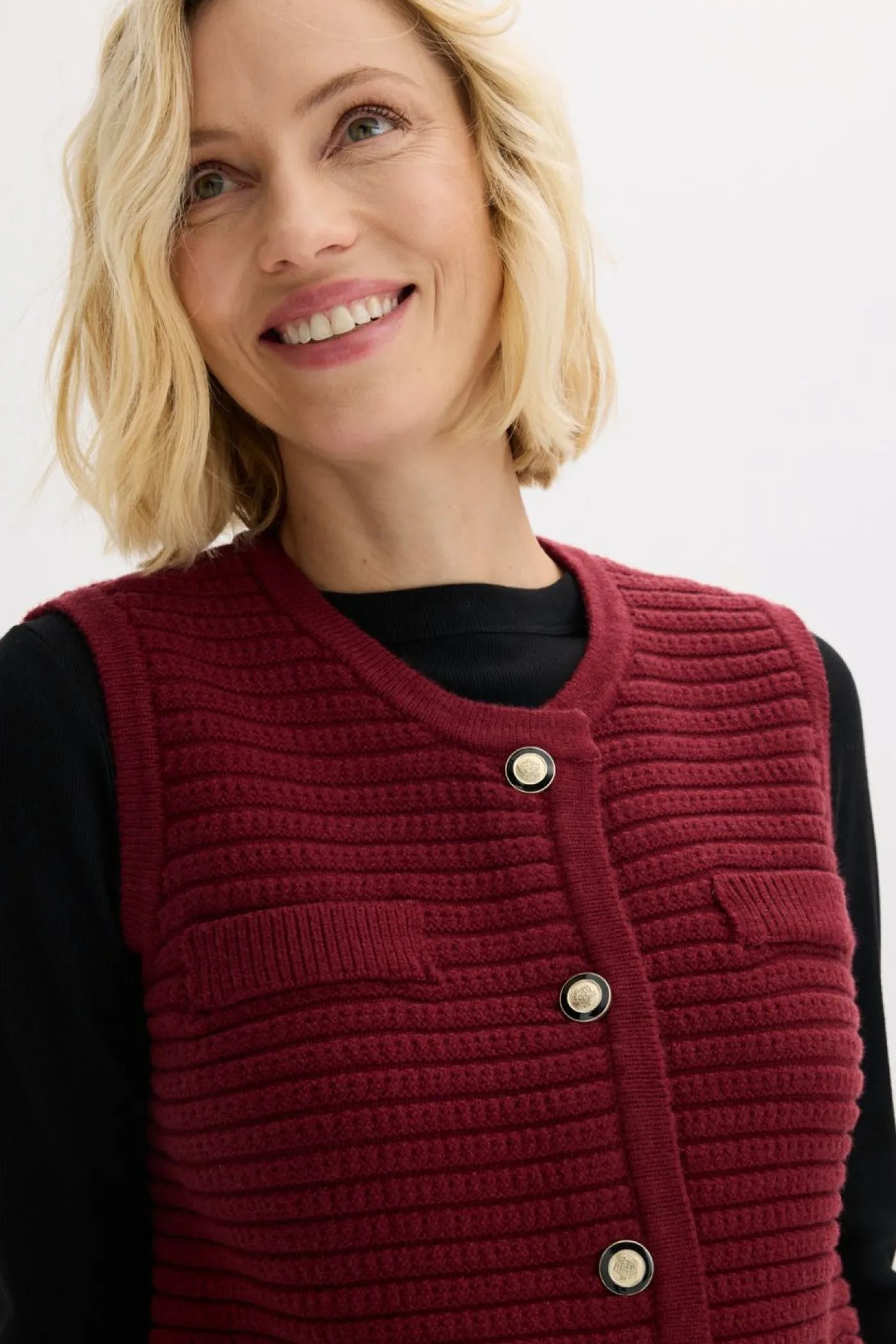 bonprix bonprix Chaleco de punto con contenido de viscosa Rojo rubí New