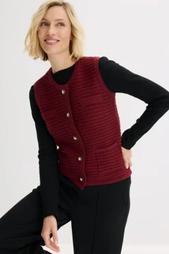 bonprix bonprix Chaleco de punto con contenido de viscosa Rojo rubí New