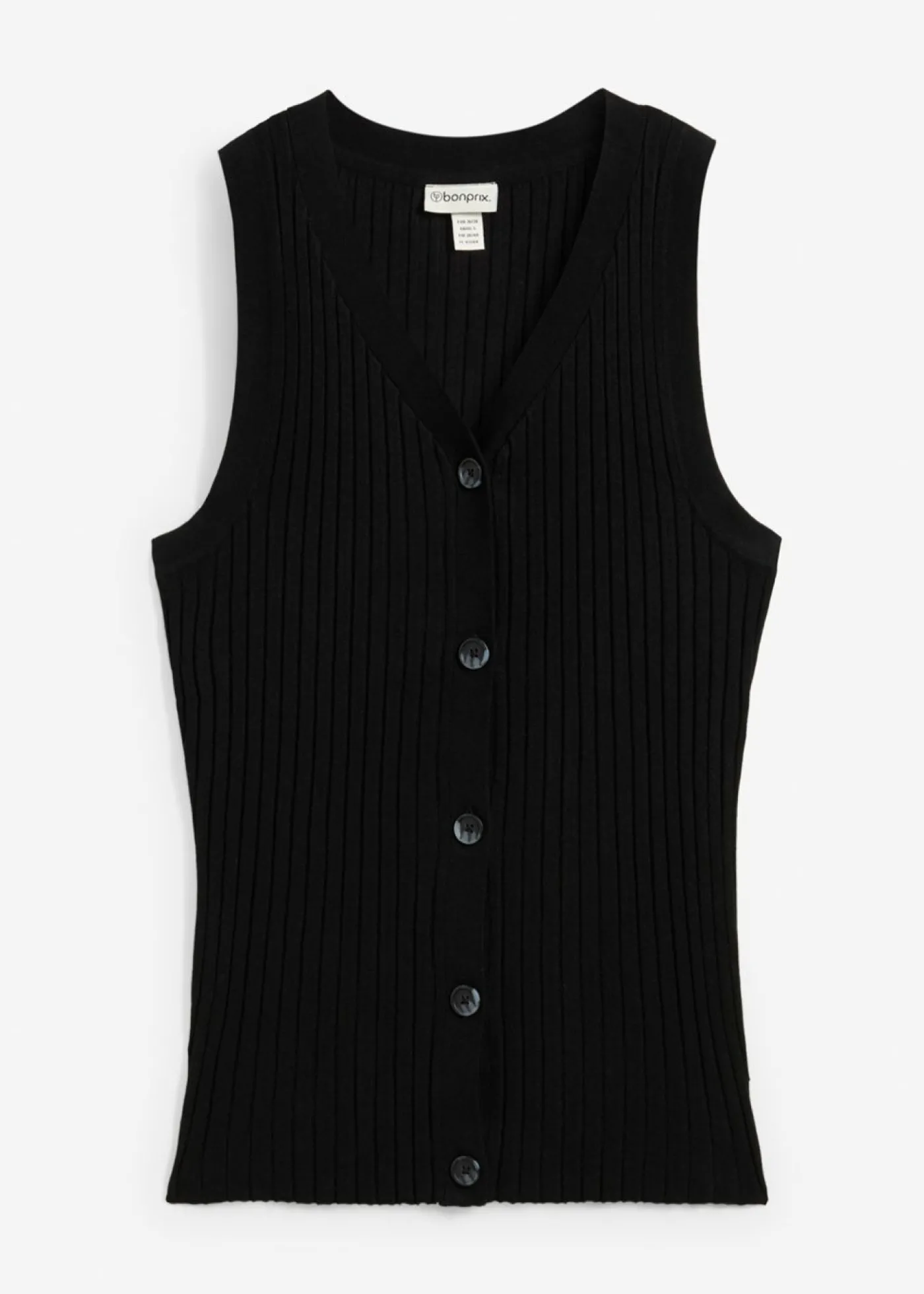 bonprix bonprix Chaleco de punto de canalé Negro Discount