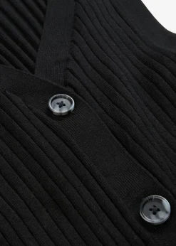 bonprix bonprix Chaleco de punto de canalé Negro Discount