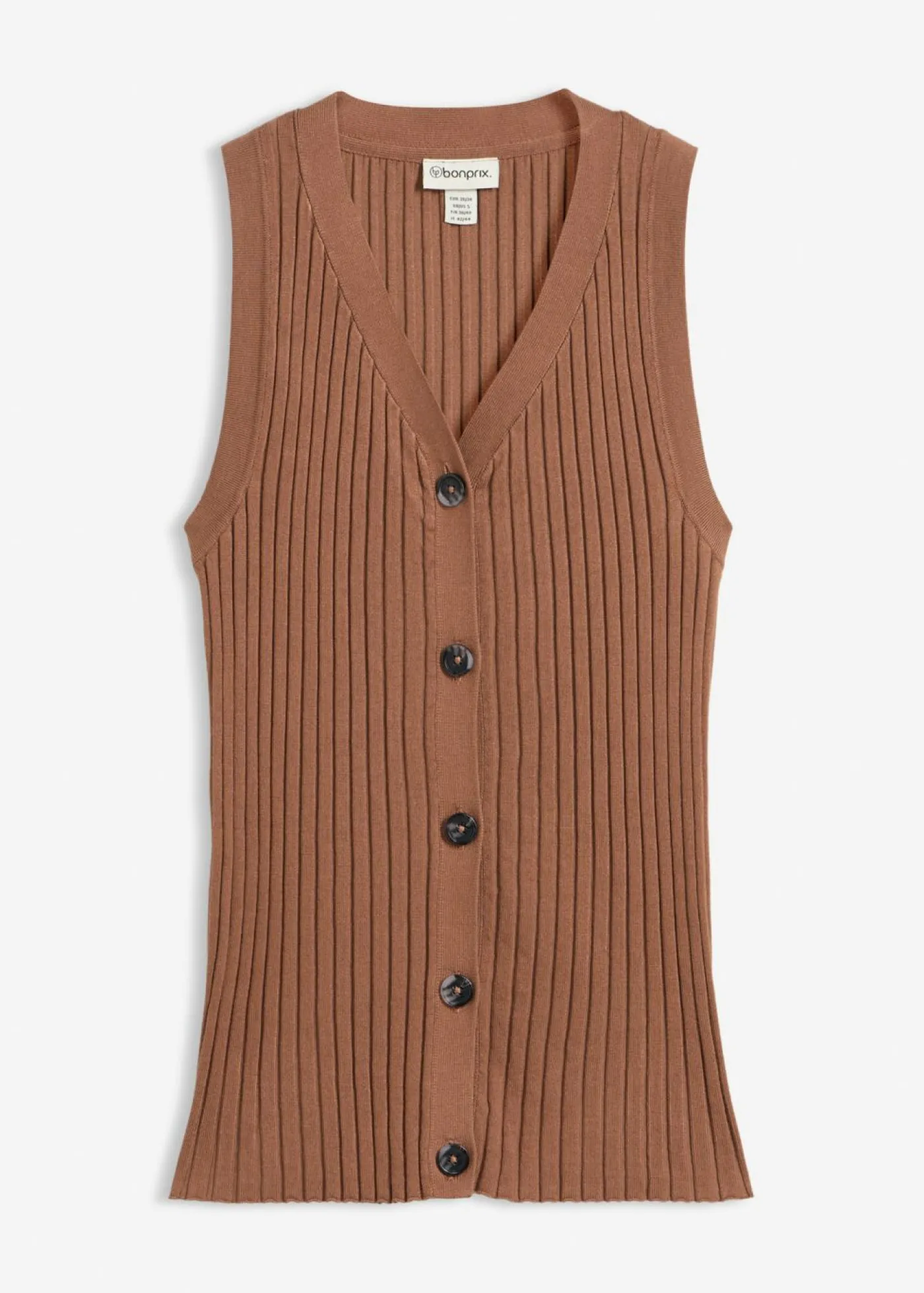 bonprix bonprix Chaleco de punto de canalé Marrón castaño Discount