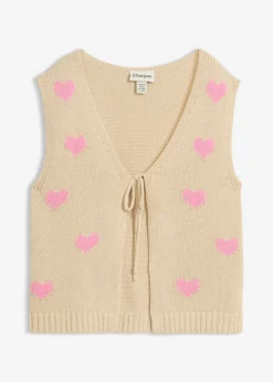 bonprix bonprix Chaleco de punto de mezcla de algodón arena claro-rosa Discount