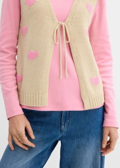 bonprix bonprix Chaleco de punto de mezcla de algodón arena claro-rosa Discount