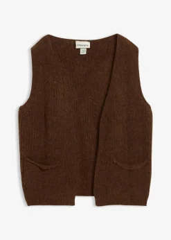 bonprix bonprix Chaleco de punto grueso con lana de alpaca marrón pimienta Discount